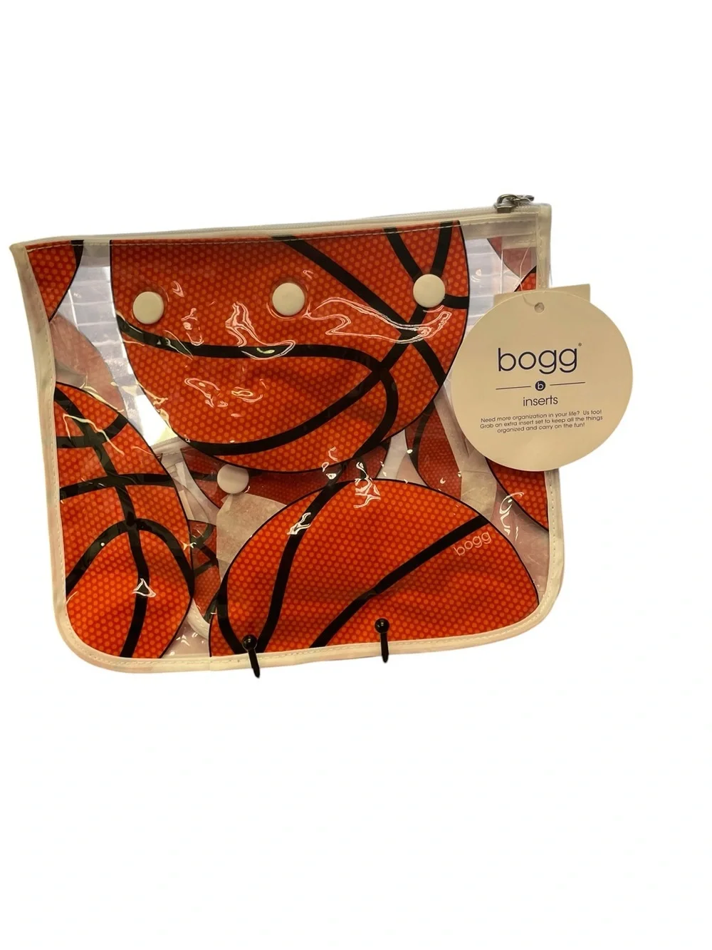 BOGG BAG Clear Cosmetic Insert with Orange Basketball Motif